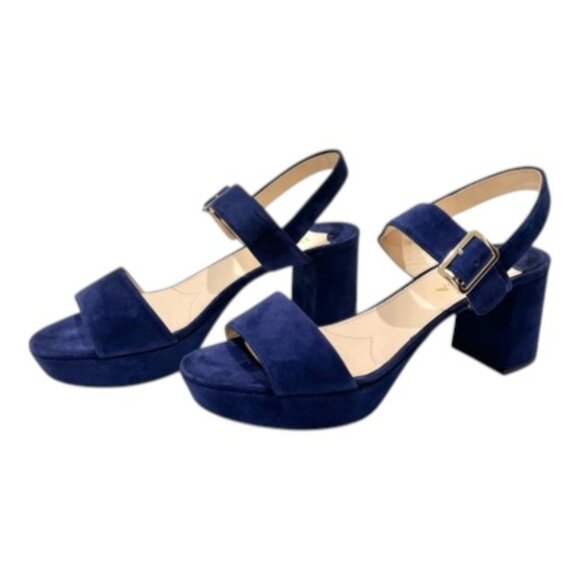 Prada NAVY Suede Platform Sandals NEW with COA - Picture 1 of 17